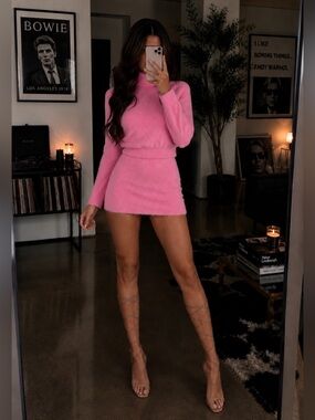 Alexander Wang Prism Pink Fuzzy Faux Fur Turtleneck Sweater Womens Small New NWT